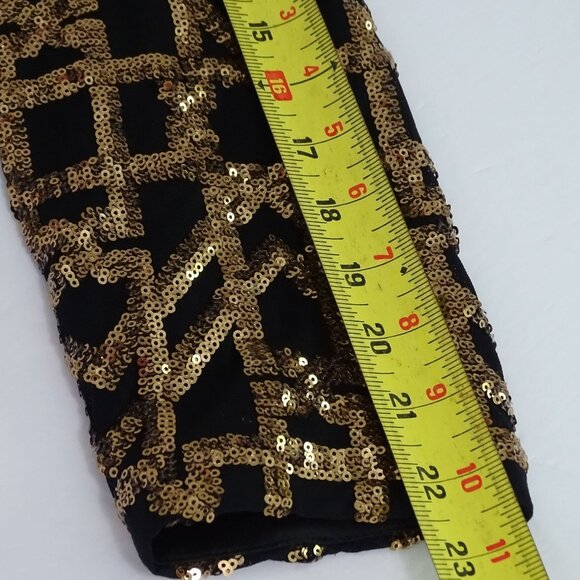 Calvin Klein Black Gold Sequins V-Neck Party Dress Women Size 14 Long Sleeve - Picture 14 of 16